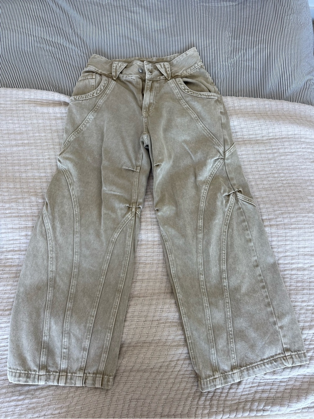 Sachraga Sand-Tone Wide Leg Cotton Pants 30